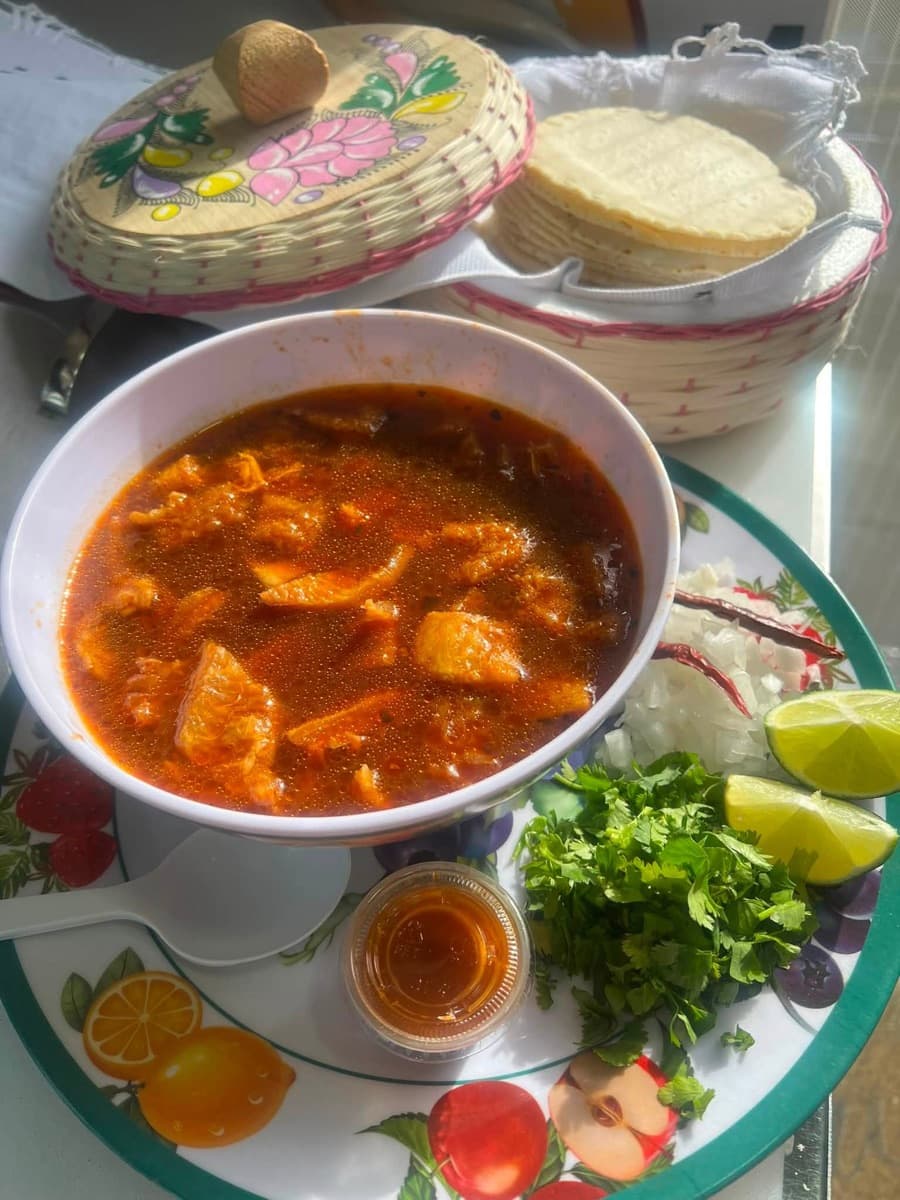 Menudo with handmade tortillas